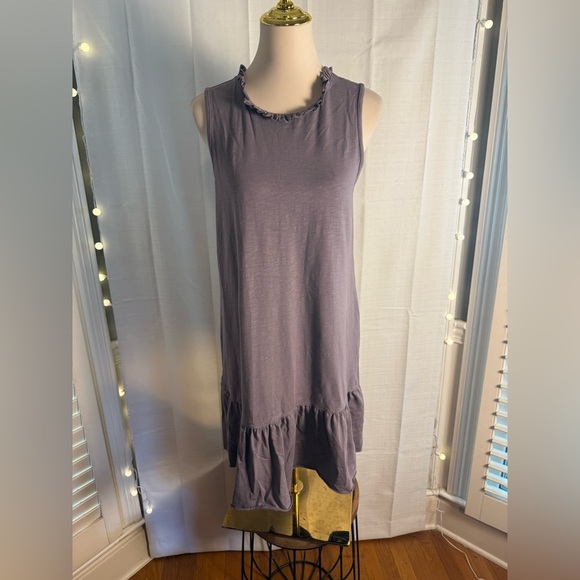 Lilla P Gray Ruffled Asymmetrical Mini Sundress - Picture 1 of 7